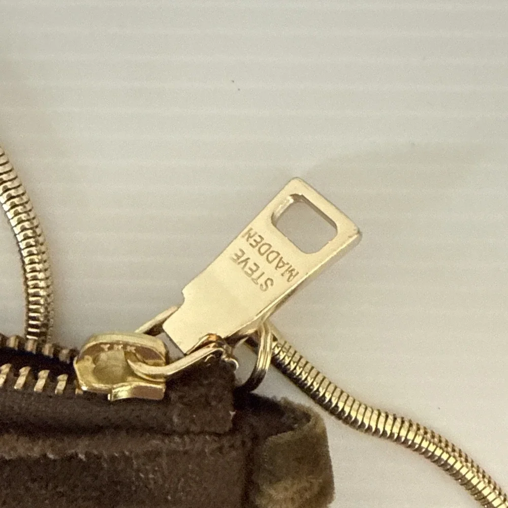 Steve Madden Purse Olive Green Gold Chain Strap Velvet Y2K Hippie Embroidered